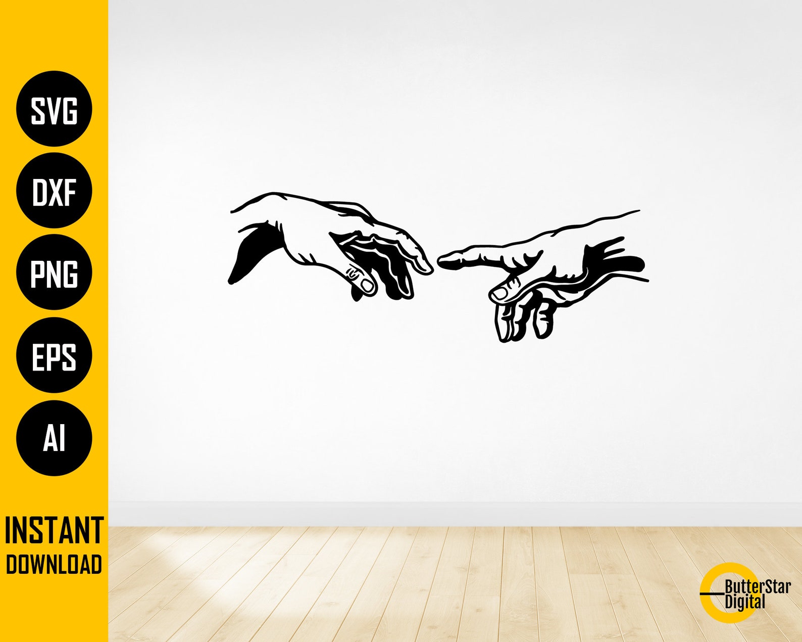 Hand of God SVG Creation of Adam SVG Religious Painting Decal T-shirt ...