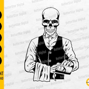 Skeleton Bartender SVG | Alcoholic Drinks Shots Club Party | Cricut Cutting File Silhouette Printable Clip Art Vector Digital Dxf Png Eps Ai