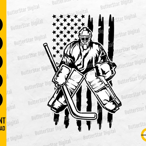 American Goalie SVG | Ice Hockey Player SVG | Hockey Shirt Decal Sticker | Cricut Cut File Silhouette Clip Art Vector Digital Dxf Png Eps Ai