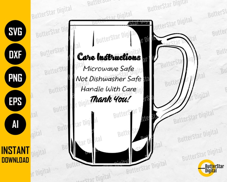 Beer Mug Care Card SVG Printable Maintenance Instructions Etsy