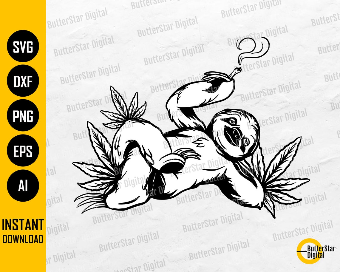 Cannabis Sloth SVG Animal Smoking Marijuana SVG Smoke Weed | Etsy