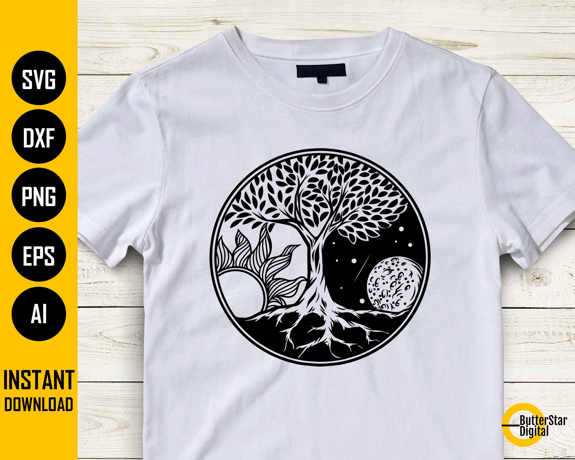 Tree of Life With Sun and Moon SVG | Celtic Tree With Roots | Cricut ...