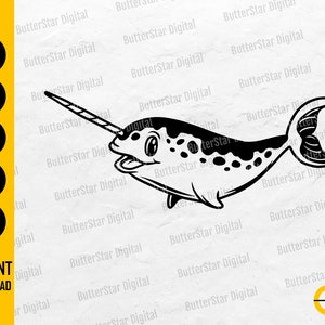 Cute Narwhal SVG | Swim Swimming Water Summer Island Dive Sea Ocean Waves | Cut File Cuttable Clipart Vector Digital Download Dxf Png Eps Ai