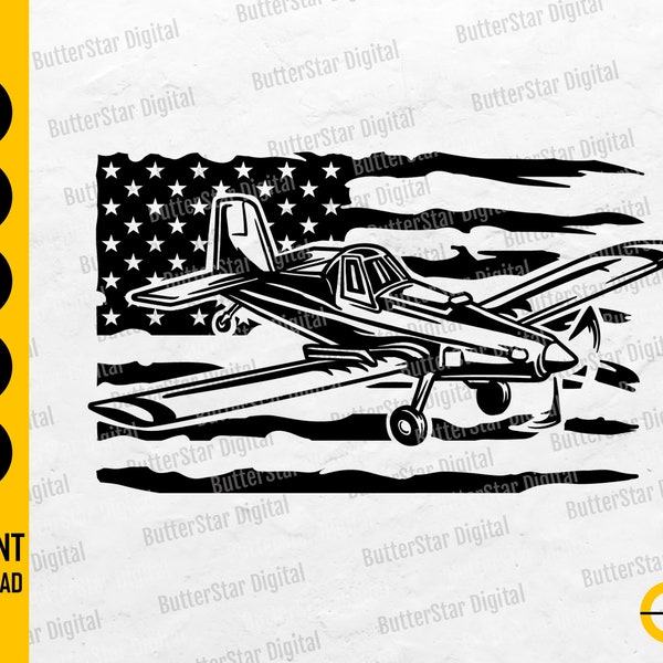 US Crop Duster SVG | USA Single Prop Airplane Svg | Farm Decal Shirt Decor | Cricut Silhouette Cutfile Clipart Vector Digital Dxf Png Eps Ai