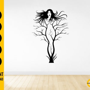 Kvinna Träd SVG | Natur Flicka SVG | Kvinnors Kropp Svg | Växt Dam SVG | Cricut Skärfiler Silhuett Clipart Vektor Digital Dxf Png Eps Ai bild 3
