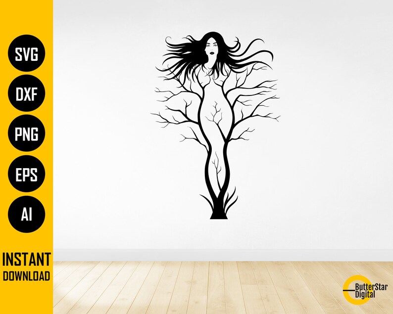 Kvinna Träd SVG | Natur Flicka SVG | Kvinnors Kropp Svg | Växt Dam SVG | Cricut Skärfiler Silhuett Clipart Vektor Digital Dxf Png Eps Ai bild 3