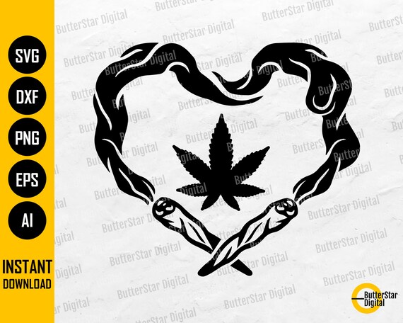 Cannabis Love SVG | Smoke Heart SVG | Smoking Weed SVG | Joint Blunt Spliff Ganja Hemp | Cut Files Printable Clipart Digital Dxf Png Eps Ai