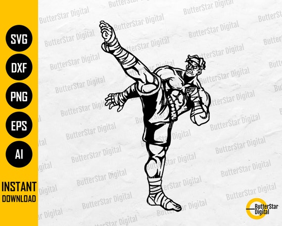 Fighter Kick SVG Kicking SVG Strike Punch Box Grappling | Etsy