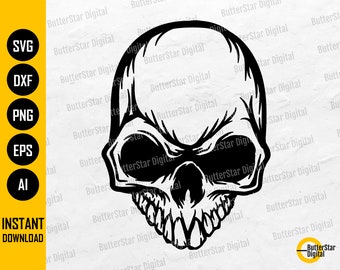 Jawless Skull SVG | Skeleton Head SVG | Death SVG | Gothic Decals T-Shirt | Cricut Cut File Printable Clip Art Vector Digital Dxf Png Eps Ai