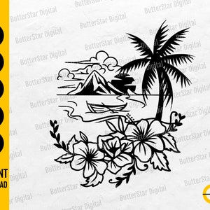 Floral Ocean SVG | Boat SVG | Sea SVG | Summer T-Shirt Vinyl Decal Sticker | Cricut Silhouette Cutfile Clipart Vector Digital Dxf Png Eps Ai