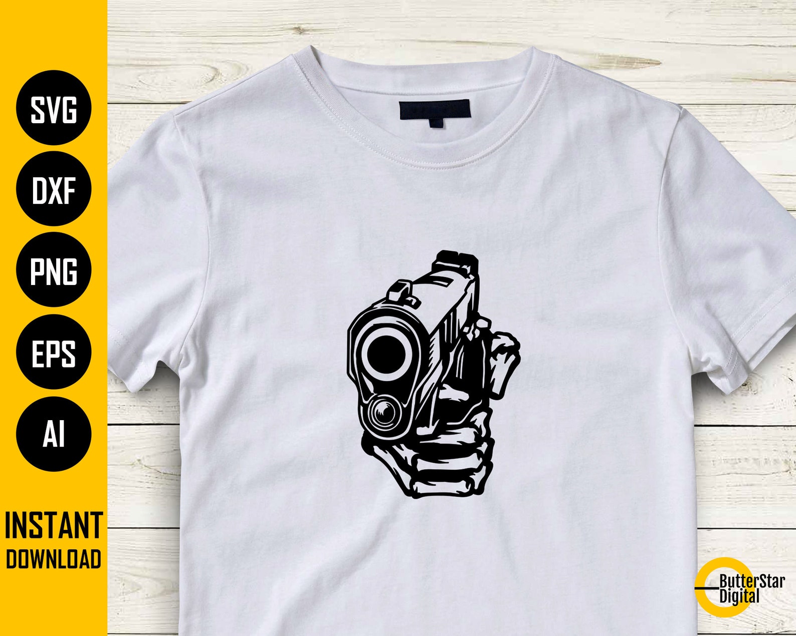 Gunpoint Vector Skeleton Gunpoint SVG | Pistol SVG | Handgun SVG | Gun Svg | Weapon ...