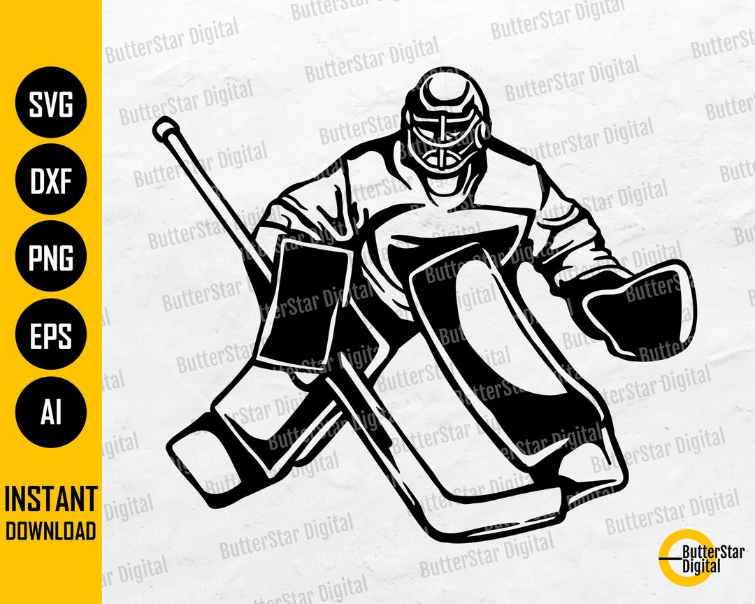 Ice Hockey Goalie SVG Hockey Player Illustration Drawing Vinyl Graphics