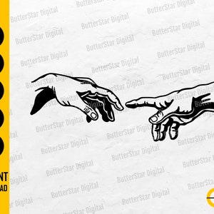 Hand Of God SVG | Creation Of Adam SVG | Religious Painting Decal T-Shirt Stickers | Cricut Cut File Clip Art Vector Digital Dxf Png Eps Ai