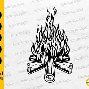 Hoguera SVG / Noches frías de verano SVG / Campamento de playa Fuego Naturaleza Smores Malvaviscos Caminata / Archivo de corte Clip Art Vector Digital Dxf Png Eps Ai