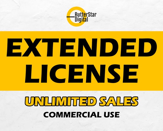 EXTENDED LICENSE | UNLIMITED Usage | Commercial And Personal Use | No Credits Needed | One Time Payment | ButterStarDigital On Etsy