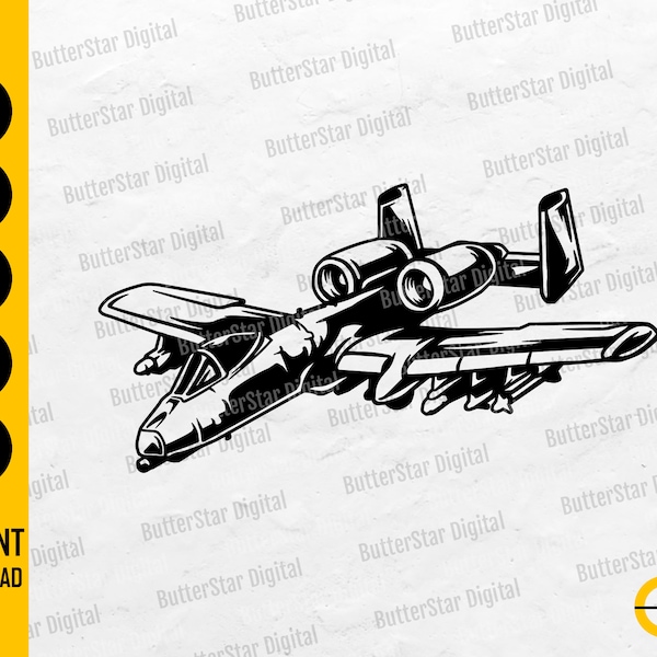 A-10 vliegtuig SVG | Luchtmacht stencil vinyl sticker afbeeldingen | Cricut Silhouette Cameo Cut File Graveerbare Clip Art Vector Digitale Dxf Png Eps Ai