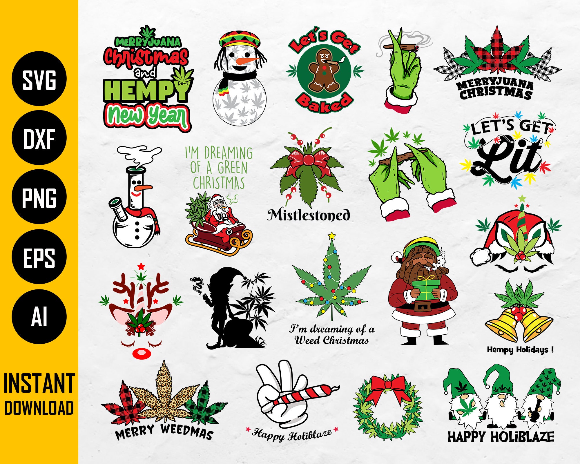 Stoner Christmas BUNDLE SVG Holiday Cannabis Marijuana Etsy