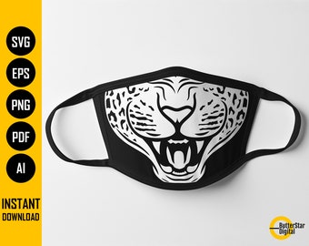 Leopard Face Mask SVG | Jaguar Facemask SVG | Animal Mouth Mask SVG | Cricut Cutting File | Clipart Vector | Digital Download Png Eps Pdf Ai