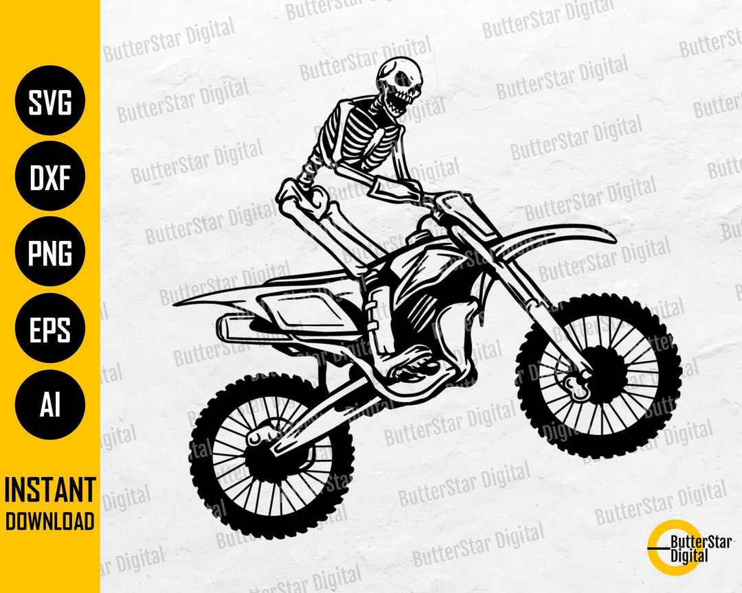 Motocross Skeleton SVG Biker Skull SVG Dirt Bike SVG Offroad Circuit