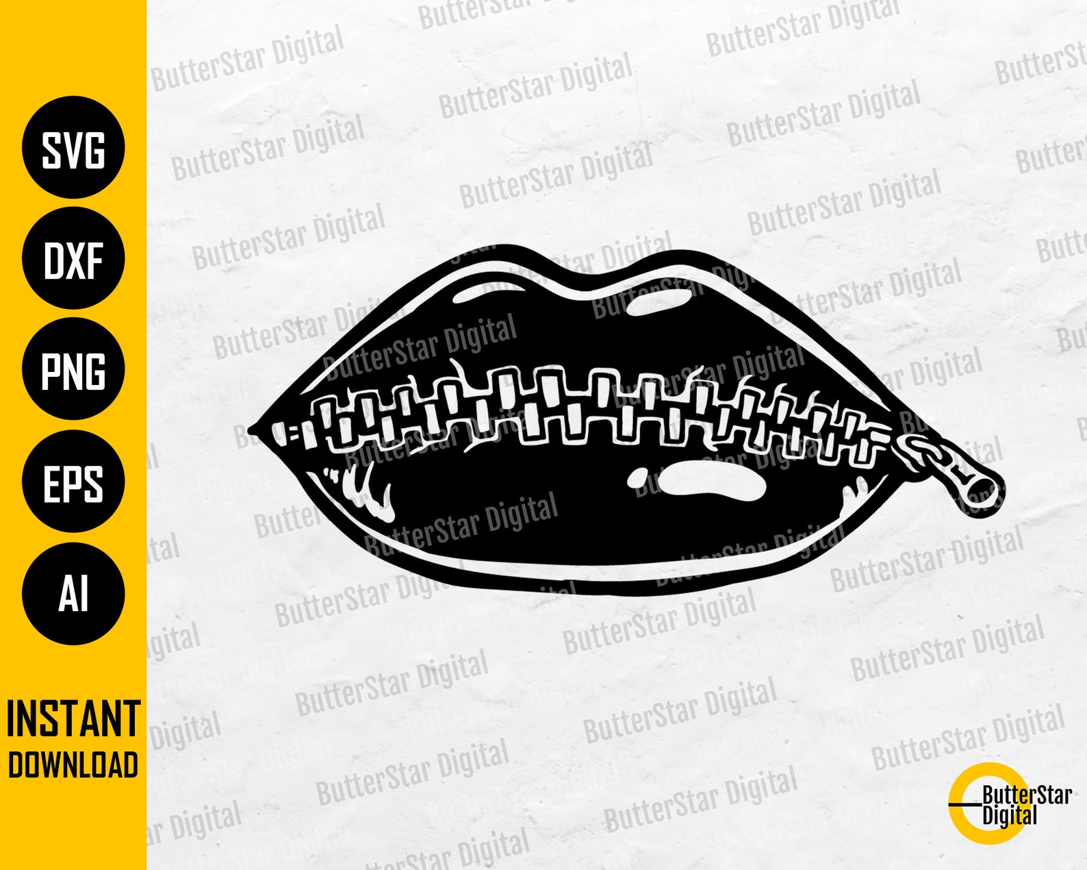 Labios comprimidos SVG / Cremallera SVG / Discreto Silencioso ...