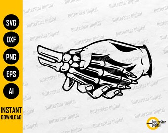 Handshake With Skeleton SVG | Shake Hands SVG | Gothic Bones T-Shirt Decal Graphics | Cricut Cut File Clipart Vector Digital Dxf Png Eps Ai
