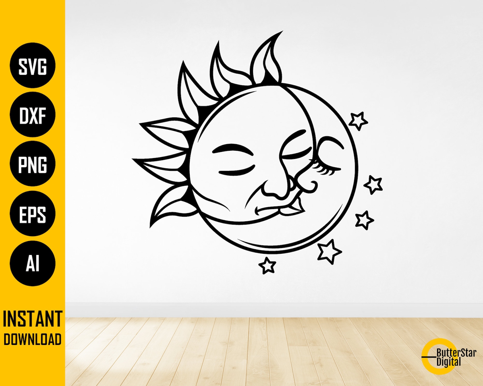 Kissing Sun and Moon SVG Celestial Decal Sticker Wall Art Etsy