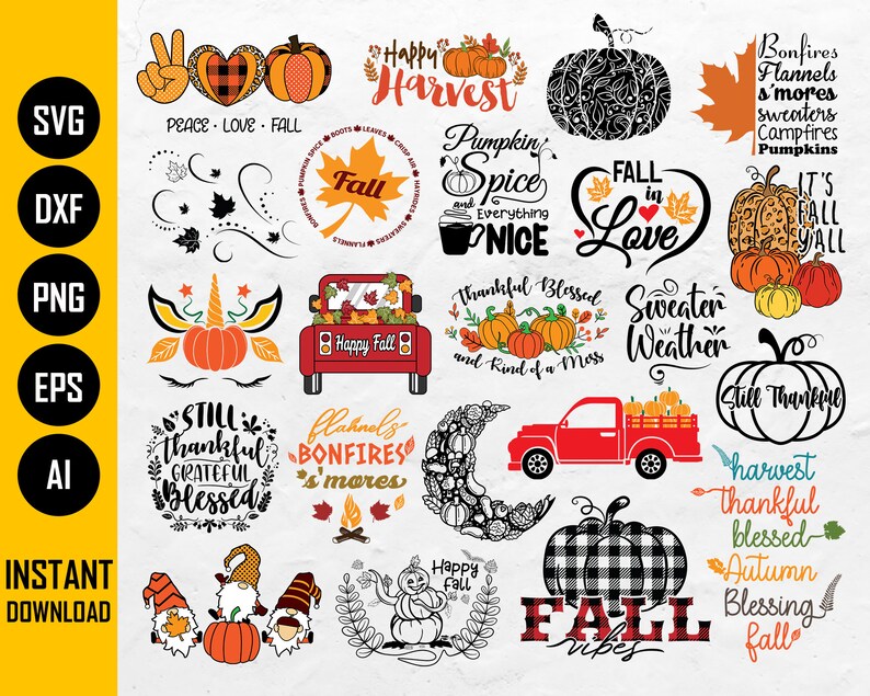 Fall BUNDLE SVG | Autumn Designs | Thanksgiving SVG | Cricut Silhouette ...