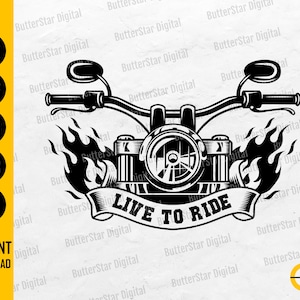Motorcycle Front Facing Flaming Handlebars SVG | Biker T-Shirt Sticker Decal Mug Tees Design | Cricut Clipart Vector Digital Dxf Png Eps Ai