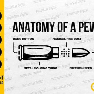 Anatomy Of A Pew SVG | Cute Funny Bullet T-Shirt Vinyl Decals Graphics Sticker | Cricut Cutting Files Vector Clip Art Digital Dxf Png Eps Ai