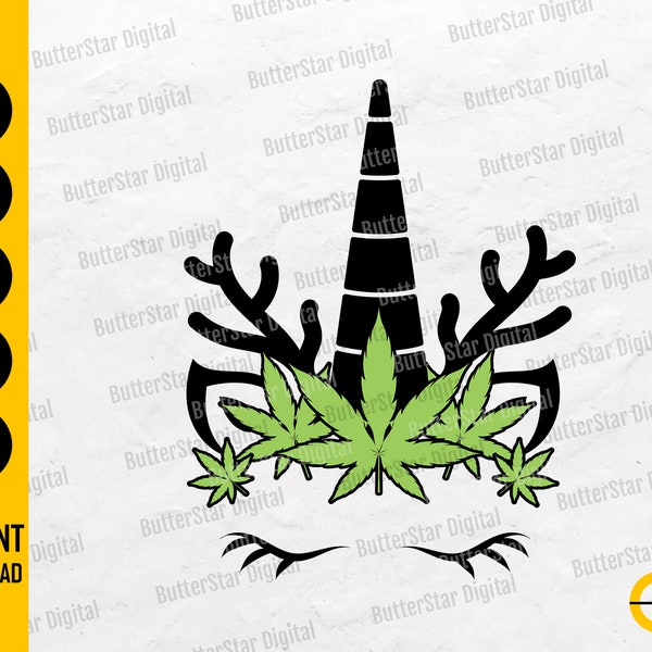 Cannabis Unicorn SVG | Cute Weed Files | Marijuana Pot Hemp Dope Ganja | Cricut Silhouette | Printable Clipart Vector Digital Dxf Png Eps Ai