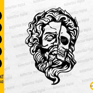 Zeus Skull SVG | Greek God SVG | Renaissance Sculpture SVG | Cricut Cutting Files Silhouette Clip Art Vector Digital Download Dxf Png Eps Ai