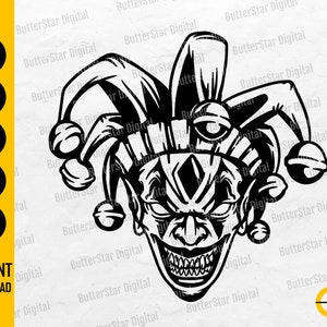 Evil Jester SVG | Scary Clown SVG | Gothic SVG | Circus Svg | Funny Bones Svg | Cutting File Printable Clipart Vector Digital Dxf Png Eps Ai
