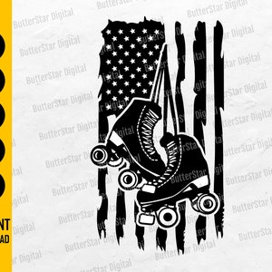 USA Roller Skates SVG | American Roller Skater SVG | Skating Decal Shirt Sticker | Cut File Printable Clip Art Vector Digital Dxf Png Eps Ai