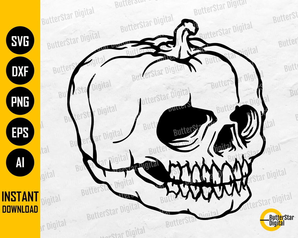 Jack O lantern Skull SVG Halloween Pumpkin SVG Cricut Cutting File