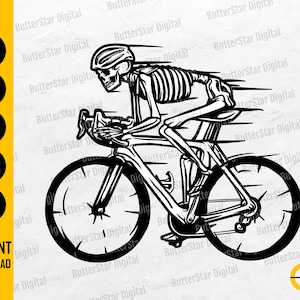 Skeleton Riding Bicycle SVG | Cycling SVG | Bike SVG | Racing Race Racer Athlete Biking | Cutting File Clipart Vector Digital Dxf Png Eps Ai