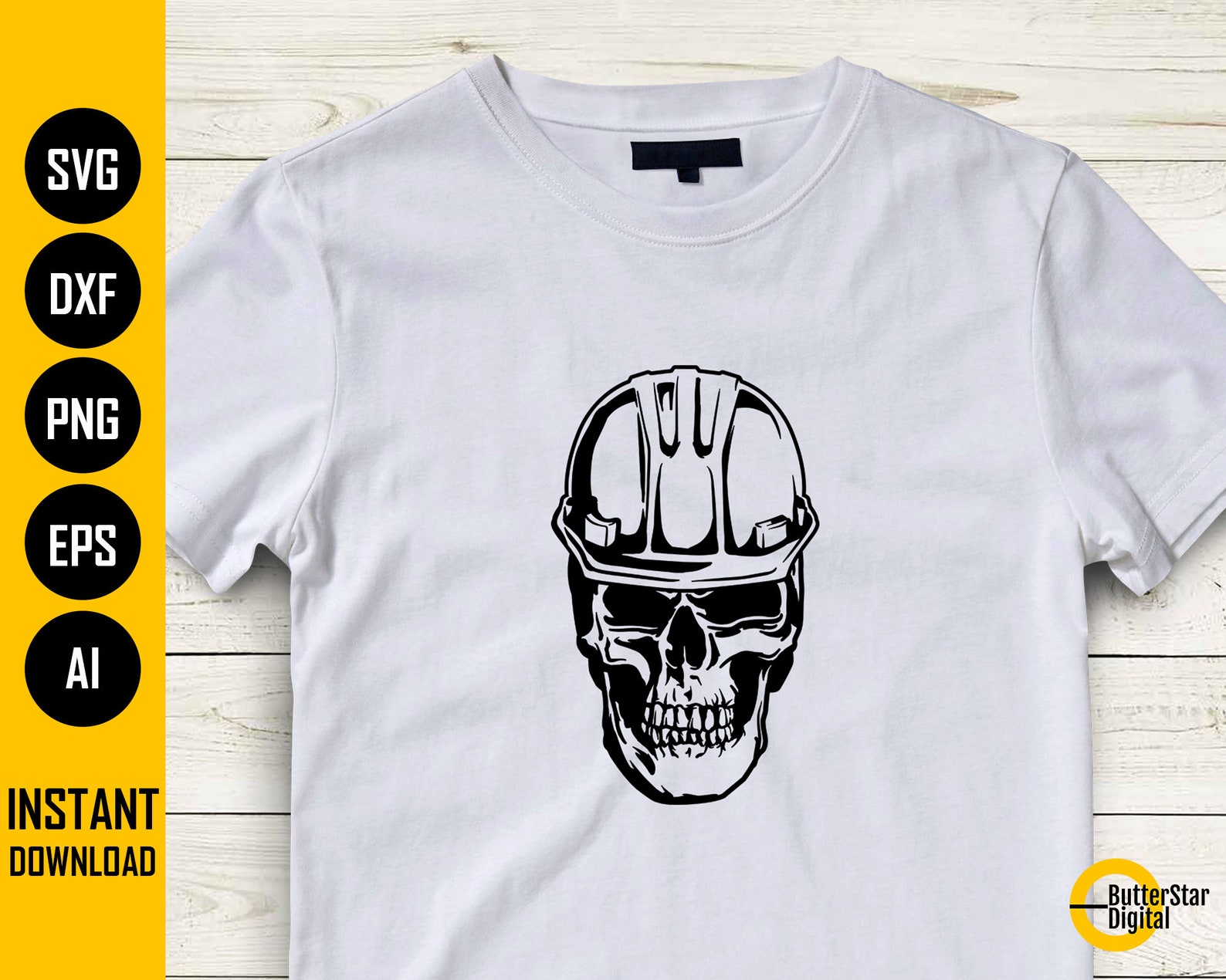 Skull With Hard Hat SVG | Engineer SVG | Construction T-shirt Decal ...