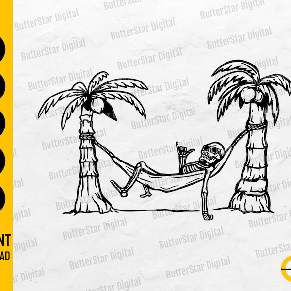 Skeleton Chillin' SVG | Beach SVG | Tropical SVG | Summer Surf Sun Sand Sea | Cutting Files Printable Clipart Vector Digital Dxf Png Eps Ai