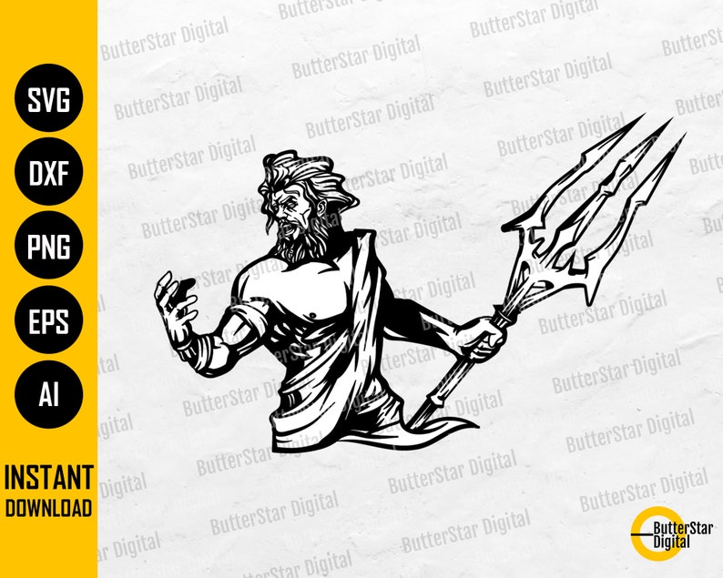 Poseidon SVG Neptune SVG God of the Sea SVG Greek Roman - Etsy Singapore