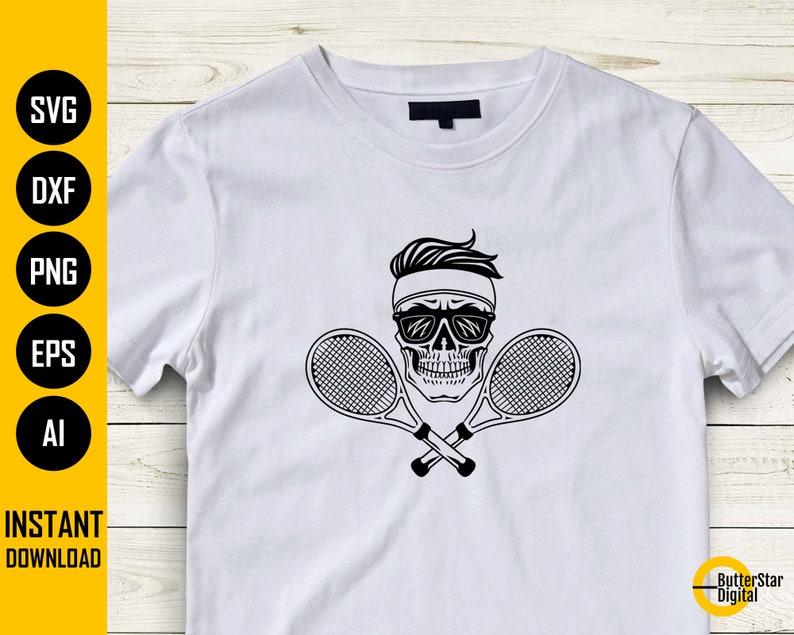 Skull Tennis Player SVG Crossbones SVG Skeleton Racket Etsy