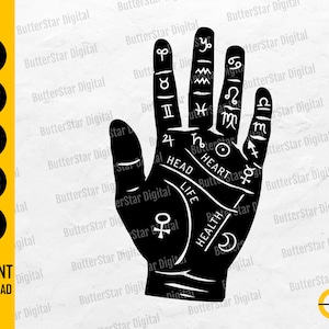 Palm Reading SVG | Palmistry SVG | Fortune Teller SVG | Witchy Gothic Shirt Vinyl Graphics | Cricut Printable Clipart Digital Dxf Png Eps Ai