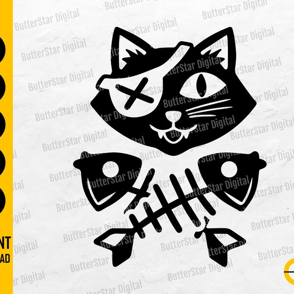 Cat Crossbones SVG | | SVG pour animaux Pet T-Shirt Vinyl Decal Stencil Graphics | Cricut Cut File Imprimable Clipart Vector Numérique Dxf Png Eps Ai