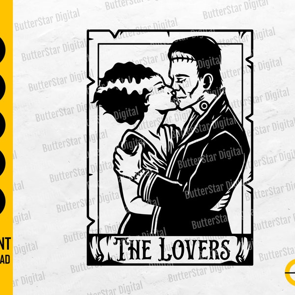 Frankenstein Lovers SVG | Horror Monster T-Shirt Decal Sticker Graphic | Cricut Cutting File Printable Clipart Vector Digital Dxf Png Eps Ai