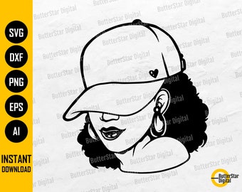 African American Hat Low Cap Smirk Black Woman SVG | Cricut Cutting File Silhouette Printable Clipart Vector Digital Download Dxf Png Eps Ai