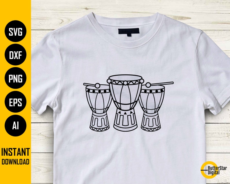 African Drums SVG Djembe SVG Jembe SVG Musical Instrument Svg Cricut Cameo Cut File Printable Clip Art Vector Digital Dxf Png Eps Ai image 2