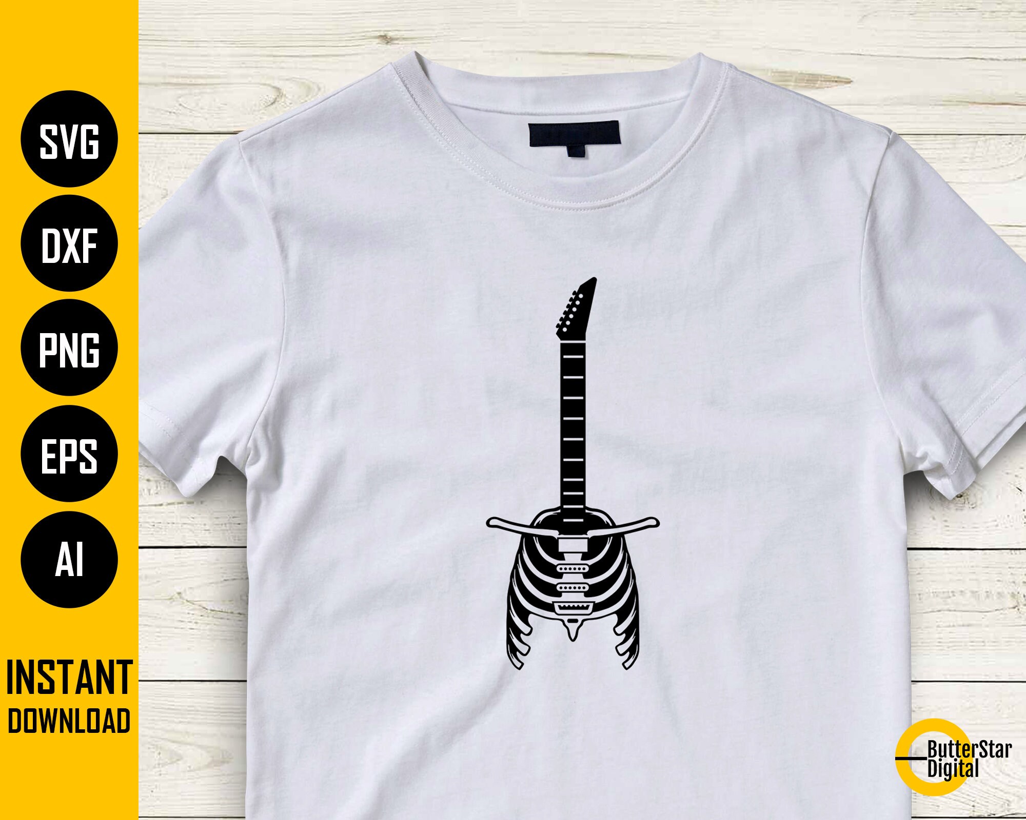 Ribcage Guitar SVG Skeleton SVG Music Tshirt Vinyl Etsy Canada