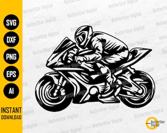 Super Biker SVG | Sportbike SVG | Motor Sports Race Speed Track Road Fast Turbo Riding | Cutting File Clipart Vector Digital Dxf Png Eps Ai