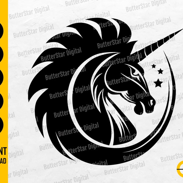 Unicorn SVG | Unicorn Head SVG | Magic Animal T-Shirt Vinyl Graphic Wall Art | Cricut Silhouette Cameo Clipart Vector Digital Dxf Png Eps Ai