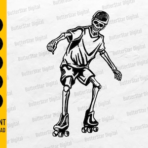 Rollschuh Skelett SVG | Rollschuhe SVG T-Shirt Aufkleber Grafik | Cricut Silhouette Schnittdatei Clipart Vektor Digital Dxf Png Eps Ai