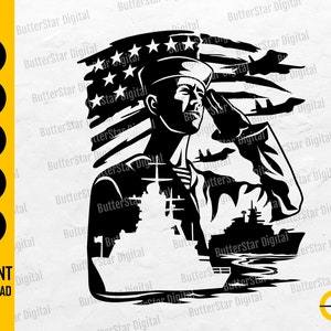 US Sailor SVG | American Soldier Svg | United States Navy Svg | War USA Flag Svg | Cricut Cutting File Clipart Vector Digital Png Eps Dxf Ai
