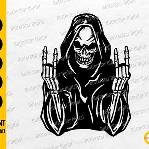 Grim Reaper Rock Hand SVG | Death SVG | Music T-Shirt Decal Graphics Tattoo | Cricut Cut File Clipart Vector Digital Download Dxf Png Eps Ai
